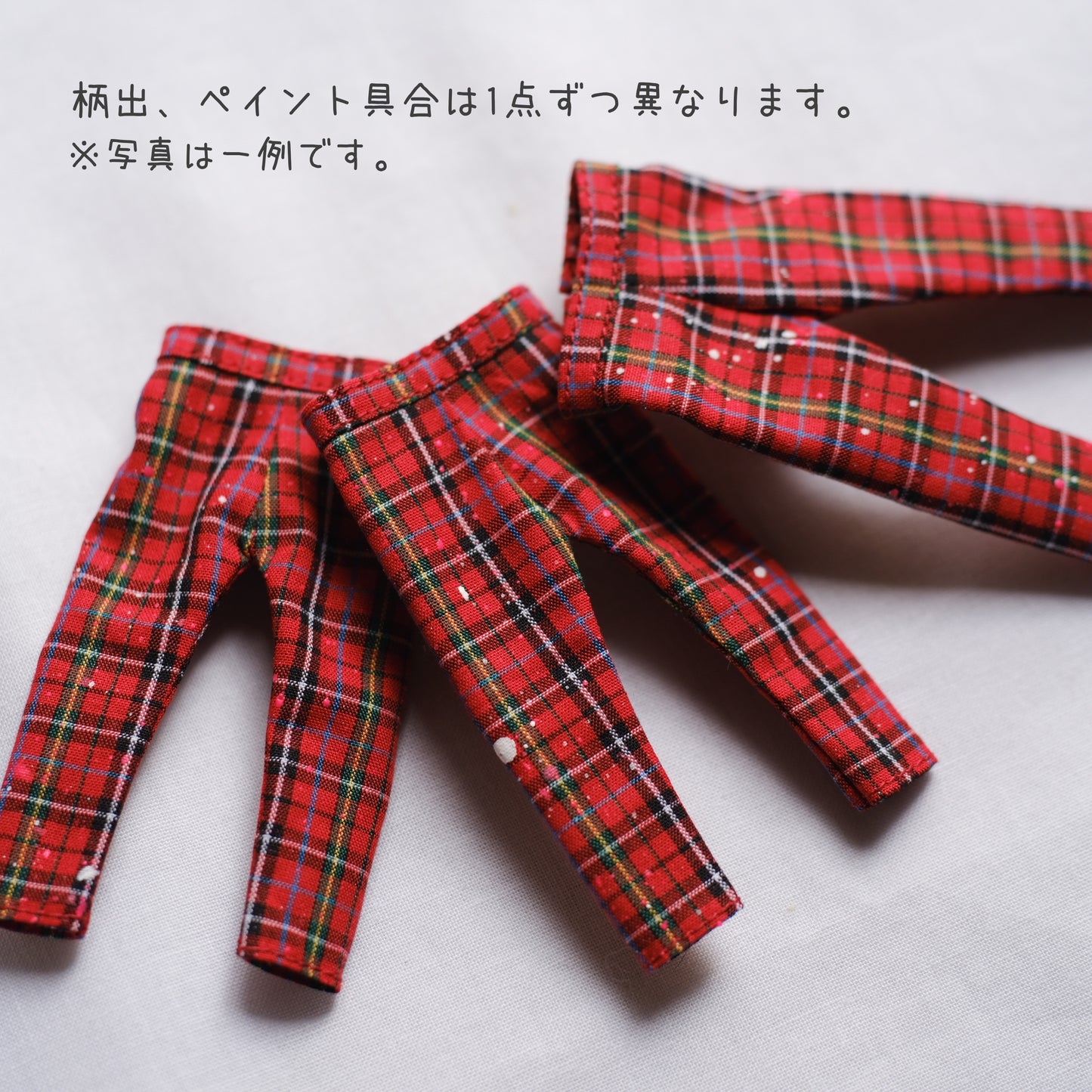 チェック×ペイントパンツ (red)