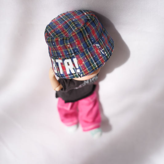 チェック×ペイント バケハ (blue)