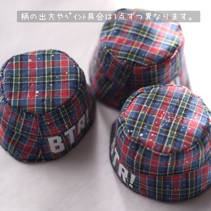 チェック×ペイント バケハ (blue)