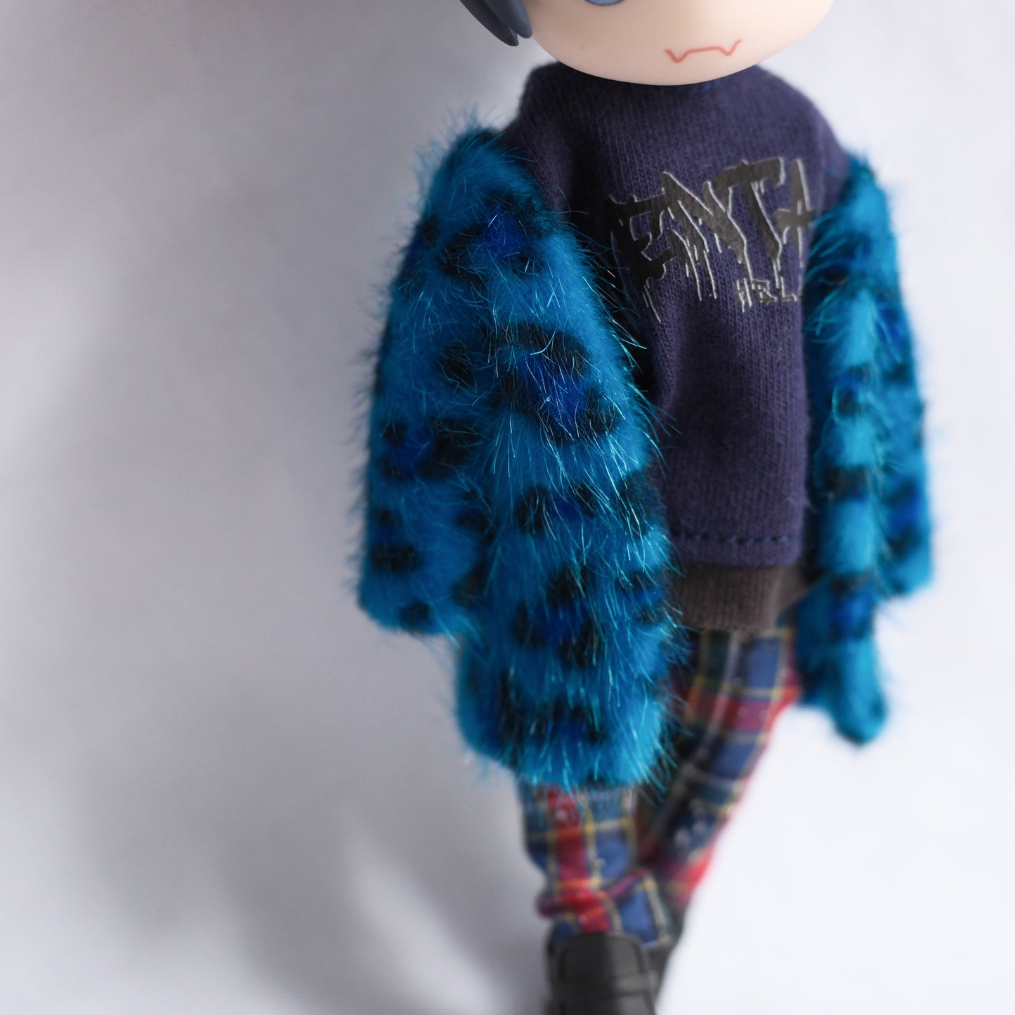 フェイクファー カーディガン (blue)