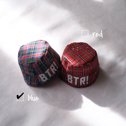 チェック×ペイント バケハ (blue)