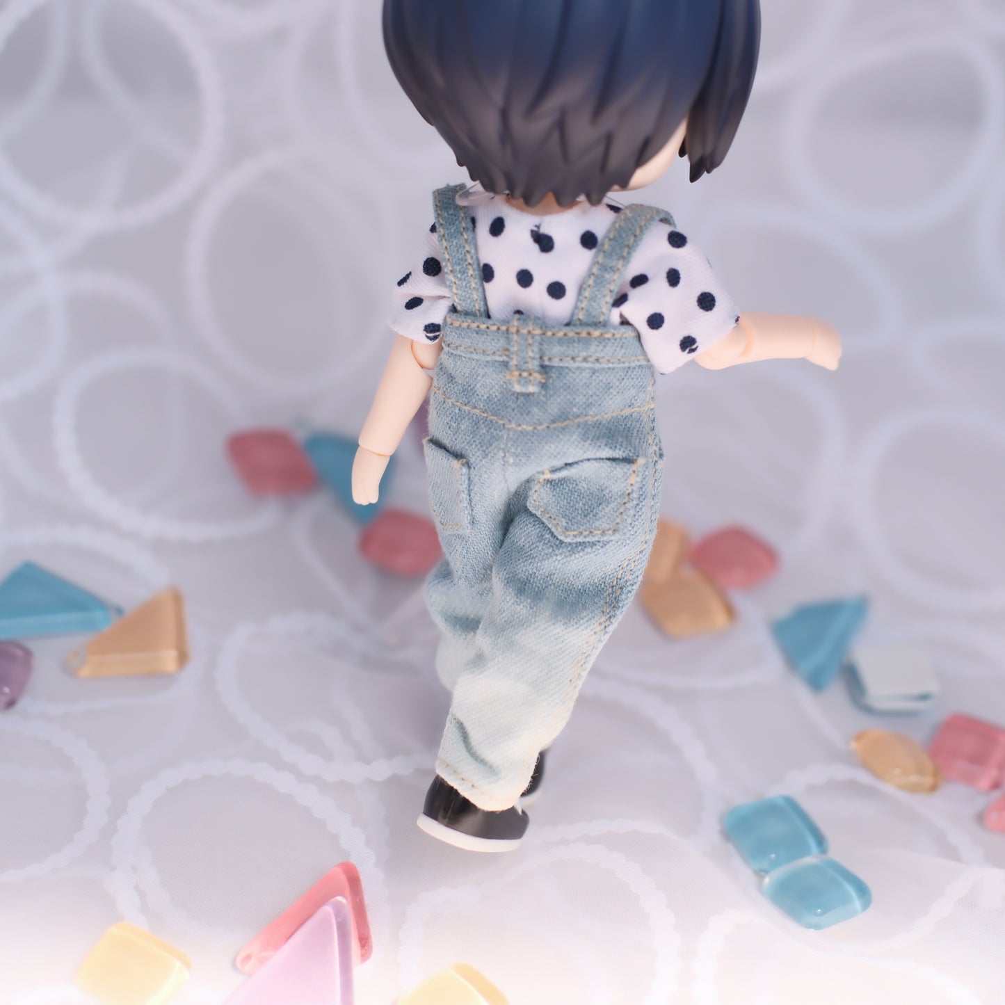 High-waisted overalls (light blue)