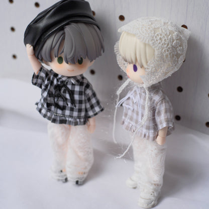 チャイナ風シャツ＋レースパンツSET (black)