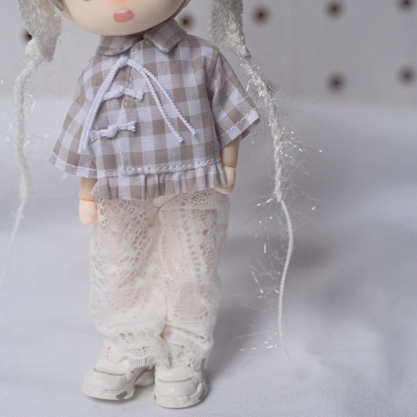 チャイナ風シャツ＋レースパンツSET (gray)