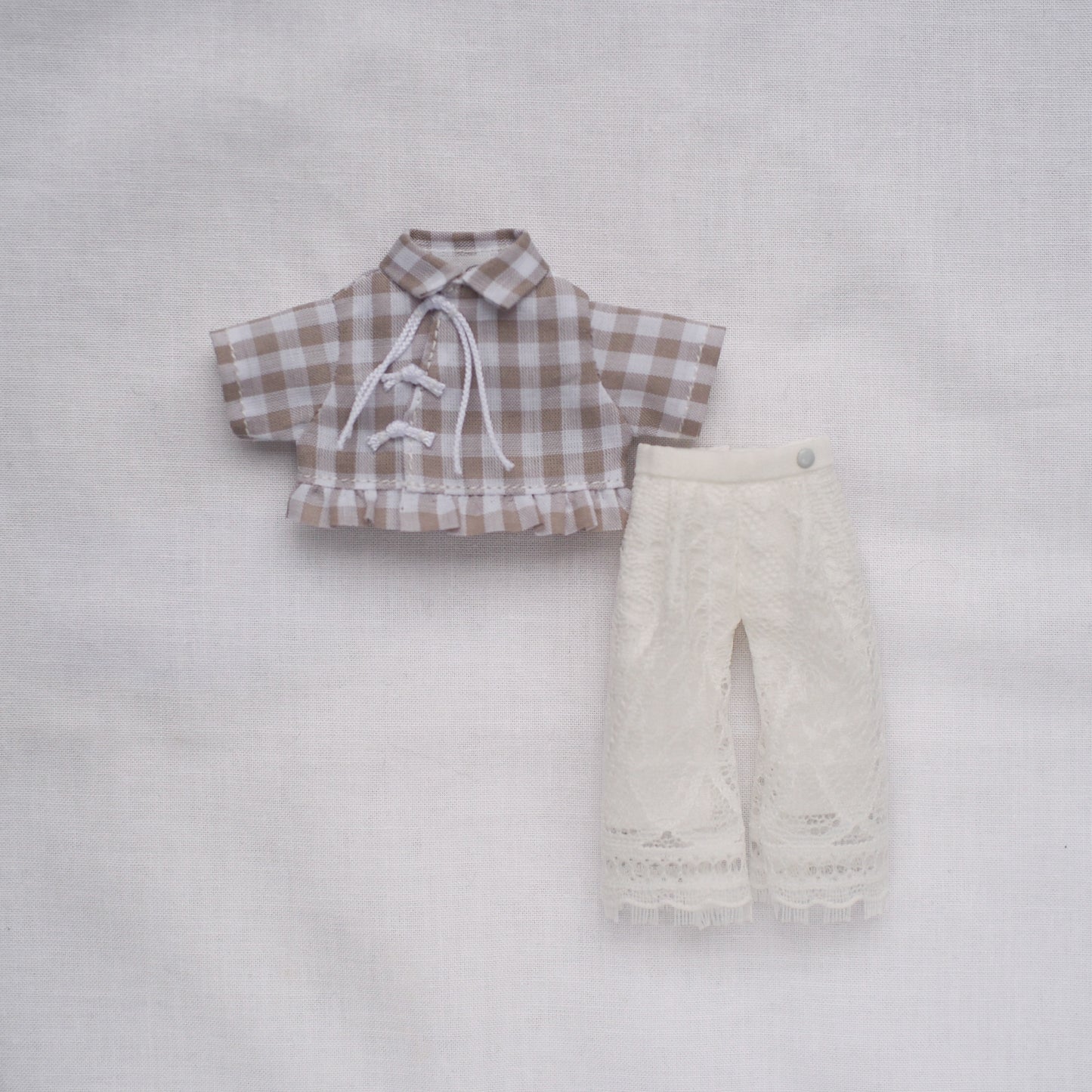 チャイナ風シャツ＋レースパンツSET (gray)