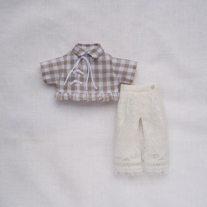 チャイナ風シャツ＋レースパンツSET (gray)