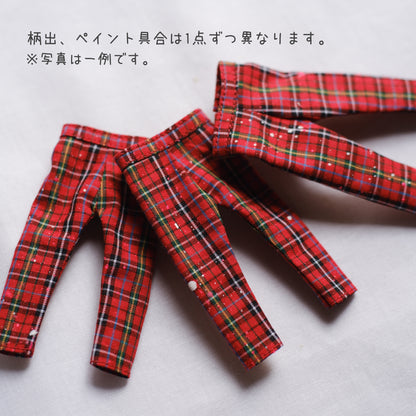チェック×ペイントパンツ (red)