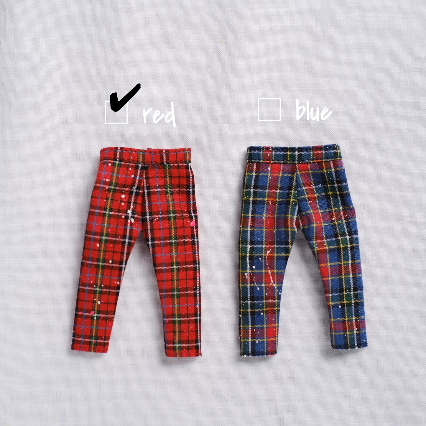 チェック×ペイントパンツ (red)