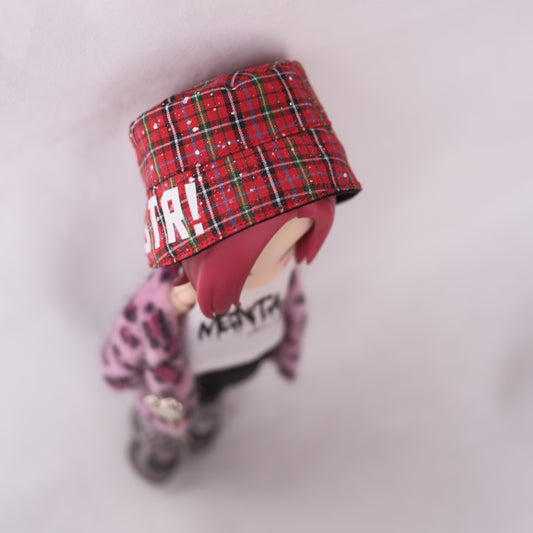 チェック×ペイント バケハ (red)